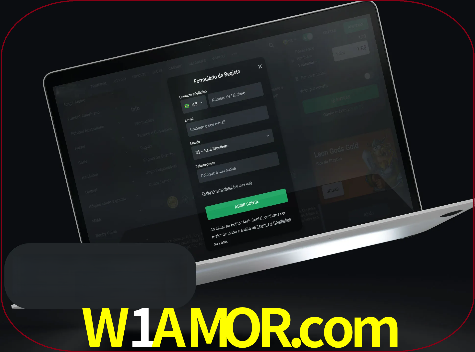 Abra o site da LeonBet e crie sua própria conta.