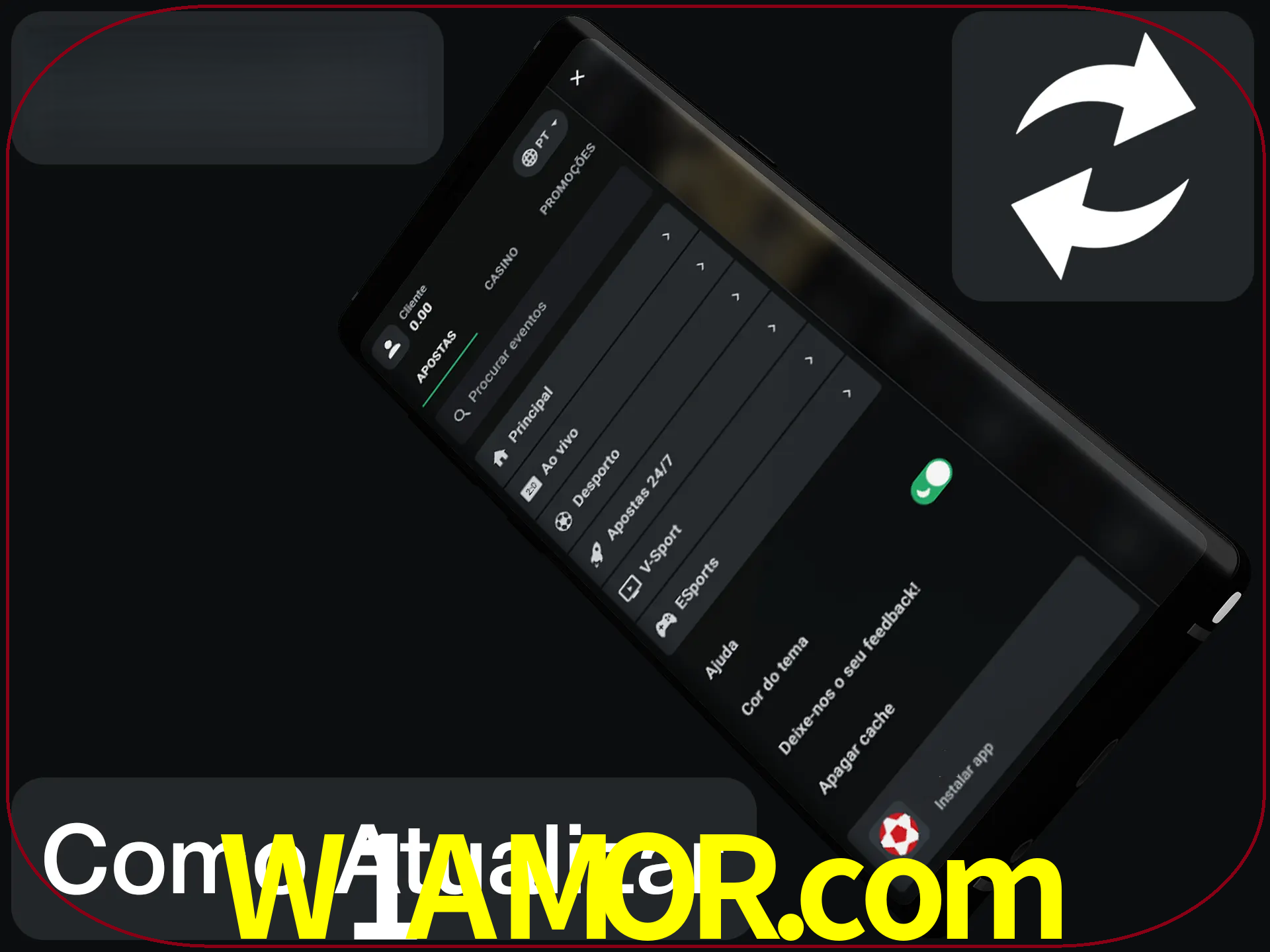 O aplicativo é atualizado automaticamente quando você faz o login.