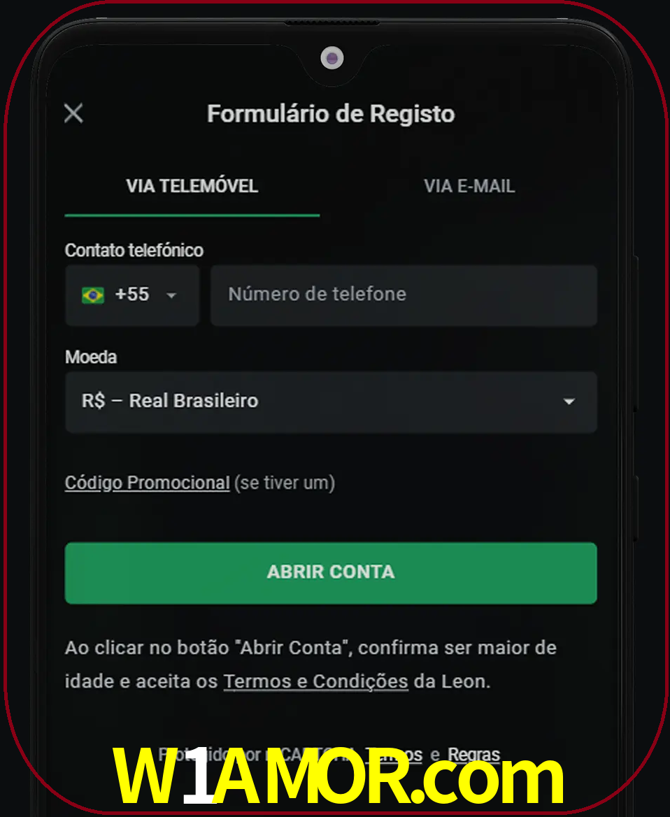 Abra o aplicativo e inicie o processo de registro.